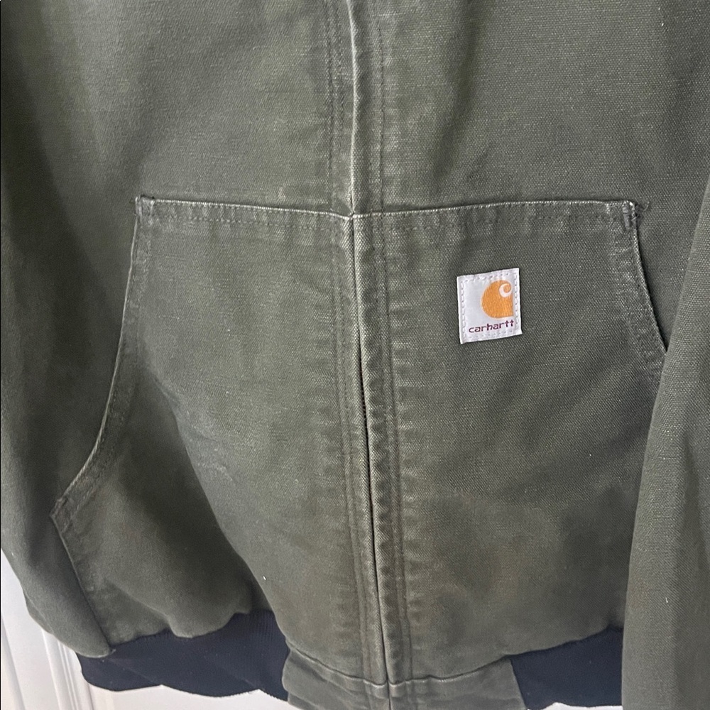Vintage Carhartt Green Hooded Heavy Duty Work Jacket XLarge RN 14806 XL - Picture 8 of 13